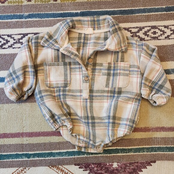 🌻5/$25🌻Korean brand flannel bubble onesie - XS / 3-6m - Picture 1 of 5